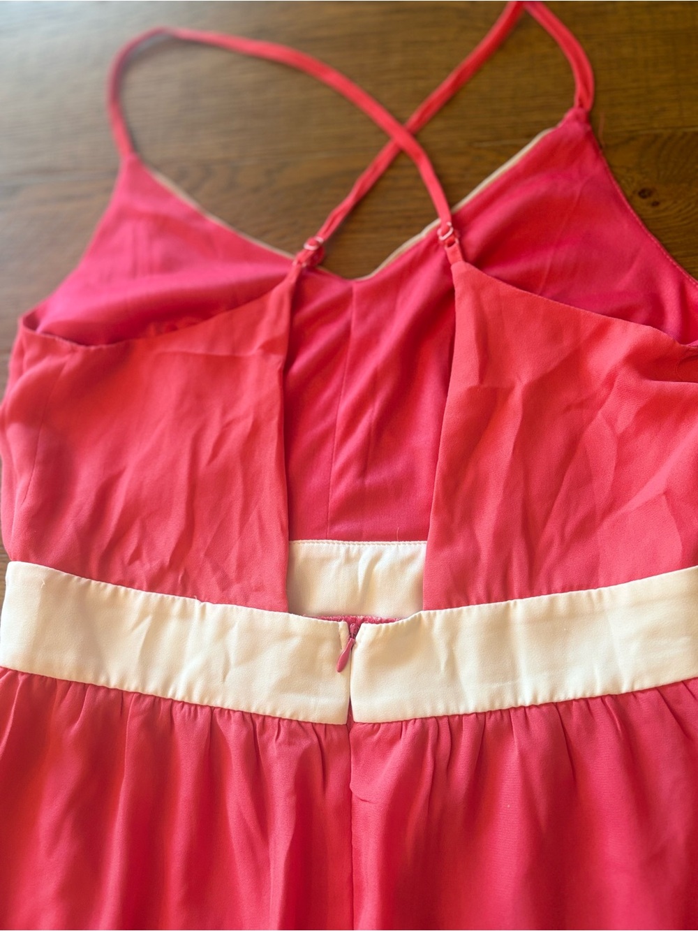 Pink Owl Coral and Beige Colorblock Spaghetti Strap Maxi Dress - Picture 4 of 6